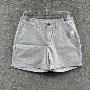 Cayon River Blues Womens Shorts 6 White Striped Chino Mid-Rise Zip Front Pockets